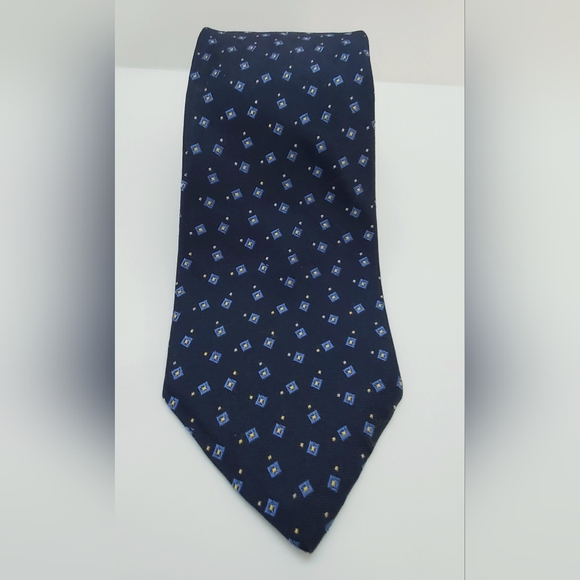 Lauren Ralph Lauren: Hand Finished, 100% Silk Necktie Neck Tie, Blue Geo… - Picture 1 of 7